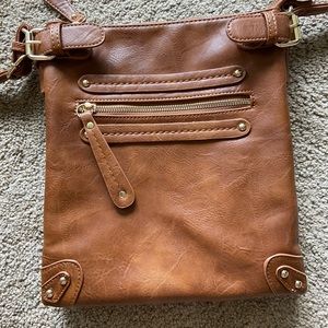 Brown leather cross body purse
